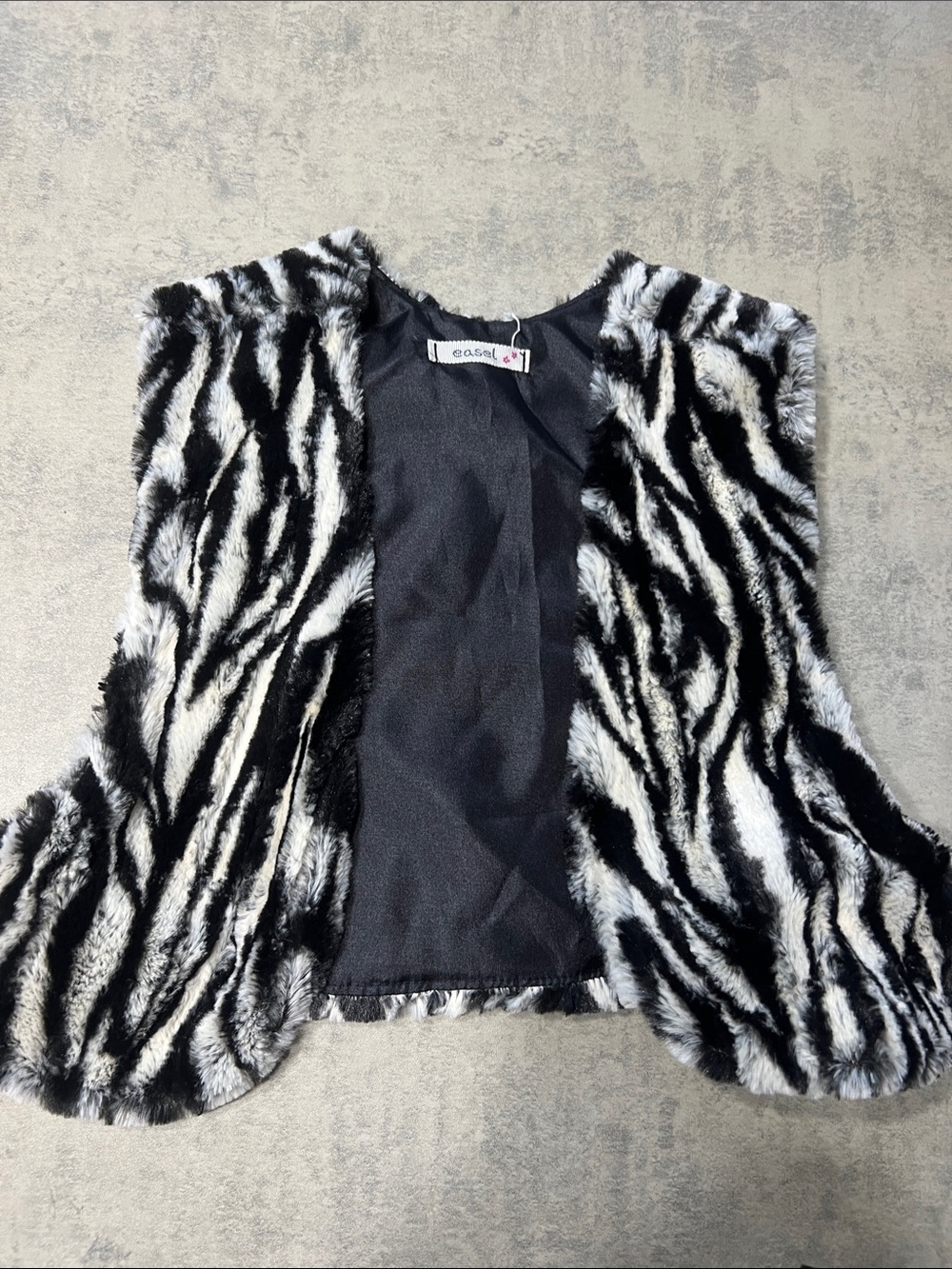 Zebra Faux Fur Vest - Black & White